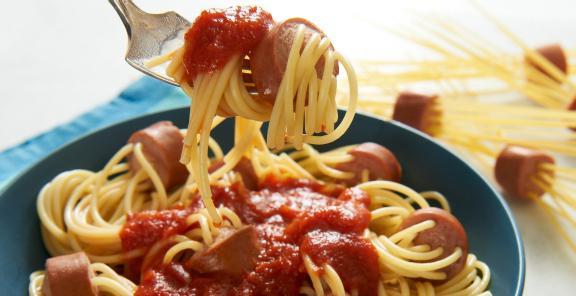 спагетти с сосисками