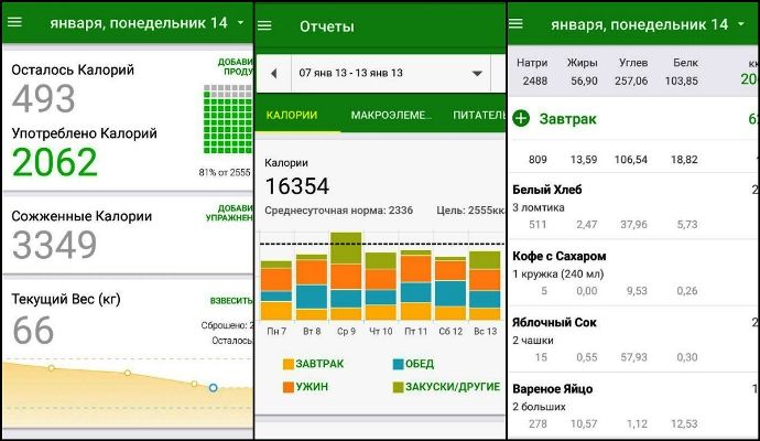 Приложения для подсчета калорий