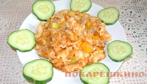 Макароны с фаршем и овощами