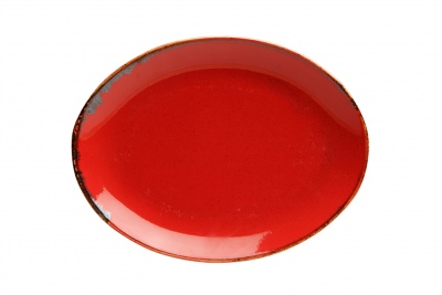 Блюдо овальное цвет красный d-180 мм