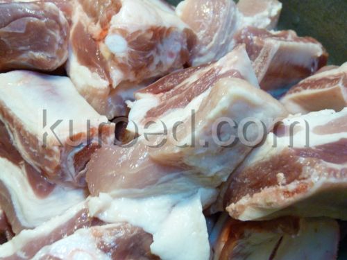 Домлама, пошаговое приготовление - Мясо порезать кусочками