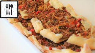 Пиде с мясом - Турецкая Пицца с начинкой. Турецкая лепешка с начинкой. Рецепт Пиде.