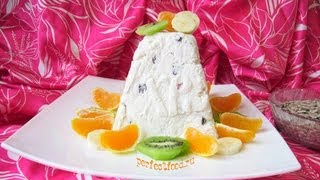 Творожная пасха без яиц с изюмом и цукатами - рецепт