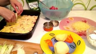 Картофельная запеканка с фаршем в духовке Рецепт как приготовить вкусно ужин домашний быстро видео