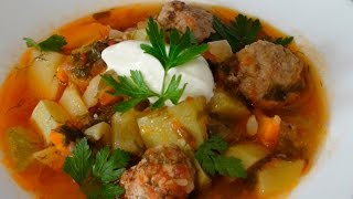 Суп из кабачков с фрикадельками - вкусный и быстрый обед/ужин