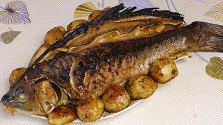 Сазан в духовке, Рыба на камнях, вкусный рецепт