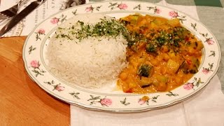 Кабачки с кари и нутом по индийски. Индийская кухня по вегански.