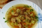 Суп с жареным мясом
