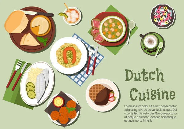 Nutritious dinner of native dutch cuisine icon — стоковый вектор
