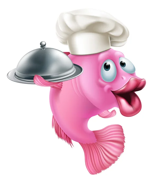 Шеф-повар мультфильм рыбы талисман — стоковый вектор