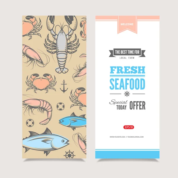 Комплект баннеров морепродукты — стоковый вектор