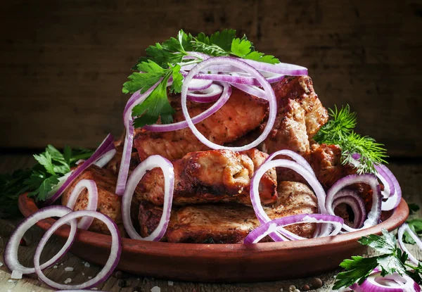 Traditional Caucasian pork shish kebab — стоковое фото