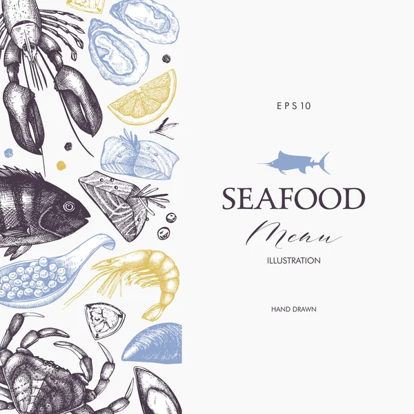Фон бесшовные морепродукты — стоковый вектор