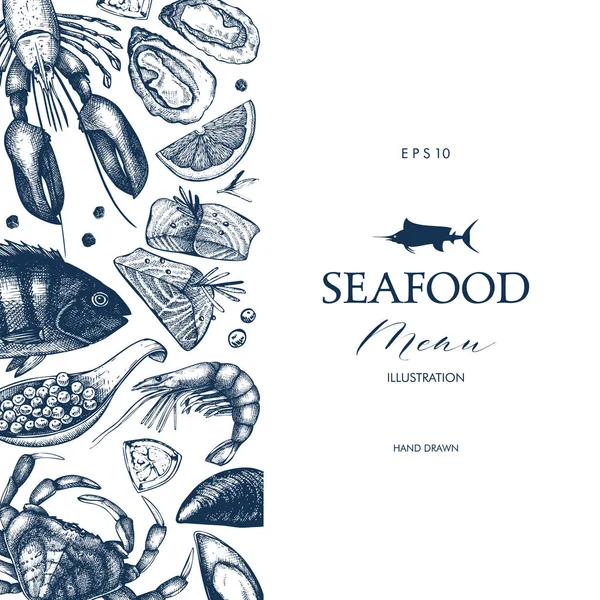 Бесшовные морепродуктов — стоковый вектор