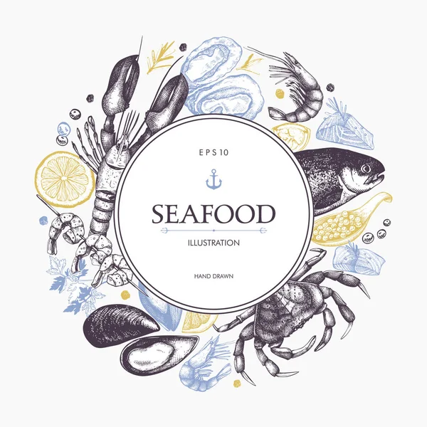 Бесшовные морепродуктов — стоковый вектор