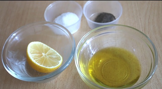  оливковое рафинированное масло, лимон, соль