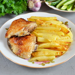 сочная курица с картошкой в духовке рецепт с фото