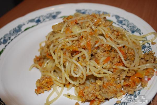 Спагетти с соевым фаршем фото