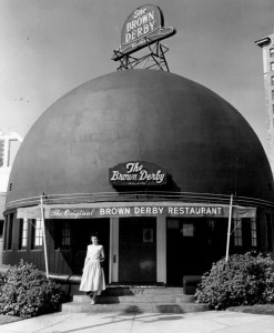 the original Brown Derby restaurant on Wilshire Boulevard in Hollywood_1956