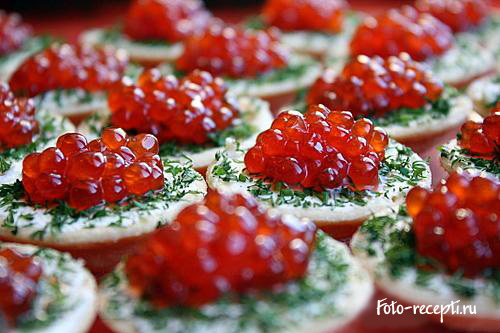 Бутерброды с красной икрой рецепт приготовления и украшение бутербродов с красной икрой с фото