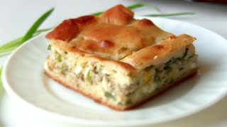 Быстрый пирог рыбный с зеленым луком от VIKKAvideo-Простые рецепты