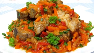 #Рыба МИНТАЙ(ХЕК) Тушеная в Томатно - Овощном Соусе Просто и очень Вкусно #Рецепт