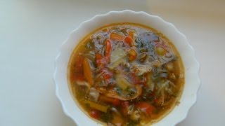 Первые блюда: Суп с овощами на мясном бульоне