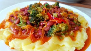 Брокколи с фасолью в томатном соусе, цыганка готовит. Постное блюдо. Gipsy cuisine.
