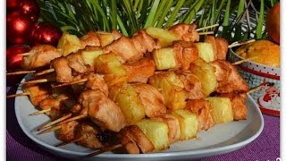 Блюда из курицы. Шашлычки на шпажках.