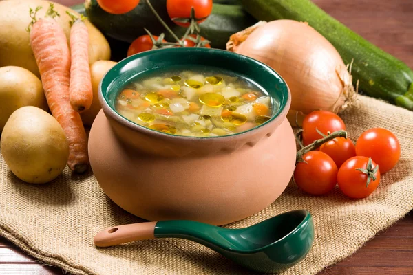 Минестроне - Итальянский овощной суп Стоковая Картинка